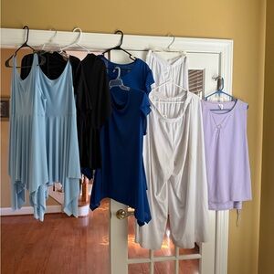Liturgical Dance Assorted Tops in Blue, Black, and Lavender with White Bottoms